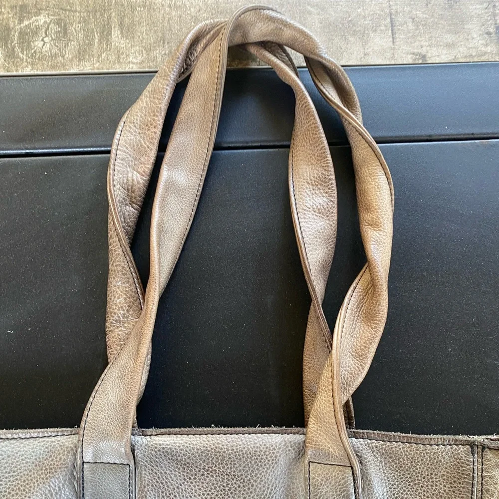 Alberto Fermani Taupe Leather Shoulder Tote